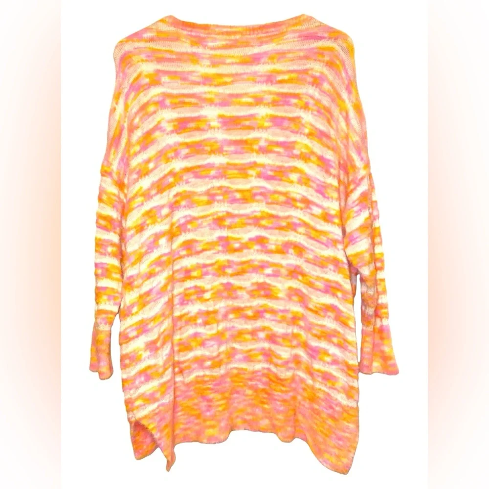 Free People intimately Cozy Multicolor sorbet Knit Sweater small (oversized)